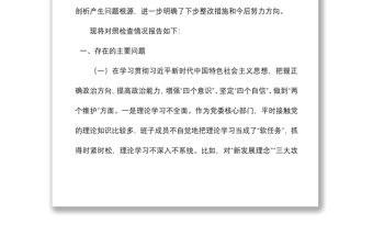 2021班子民主生活会剖析材料