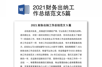 2021财务出纳工作总结范文5篇