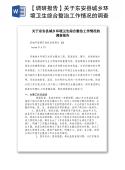 2021【调研报告】关于东安县城乡环境卫生综合整治工作情况的调查报告　　