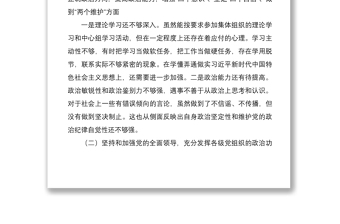 2020年民主生活会市委常委、宣传部长对照检查材料范文