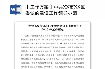 2021【工作方案】中共XX市XX区委党的建设工作领导小组