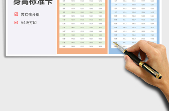 2021中国儿童身高标准对比卡免费下载