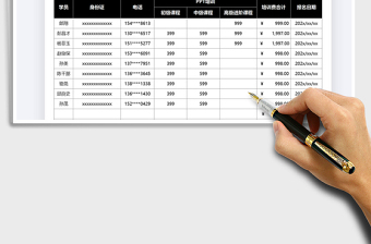 2021学员培训缴费明细表免费下载