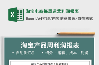 2022淘宝电商每周运营利润报表免费下载