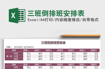 2022三班倒排班安排表免费下载