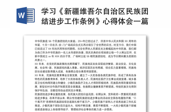 2022学习《维吾尔自治区民族团结进步模范区创建条例》小结》