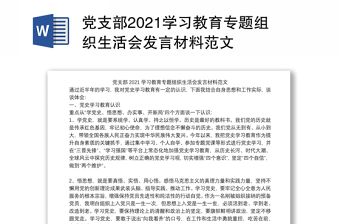2022年度县委巡察党支部书记组织生活会发言