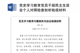 2021支部书记在党史学习教育民主生活会总结发言