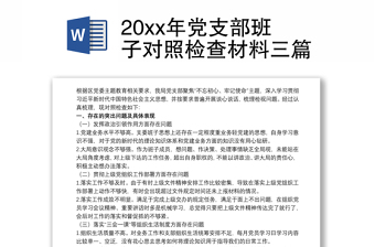 2022年组织生活会党支部班子对照检查材料范文