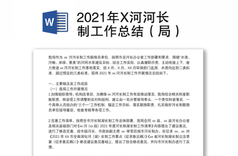 2021年X河河长制工作总结（局）