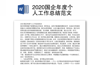 2020国企年度个人工作总结范文