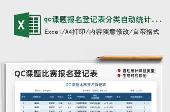 2022qc课题报名登记表分类自动统计课题类型免费下载