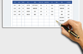 2022春节加班工资统计表免费下载