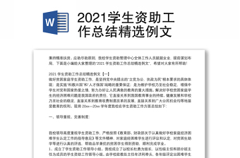 2021学生资助工作总结精选例文