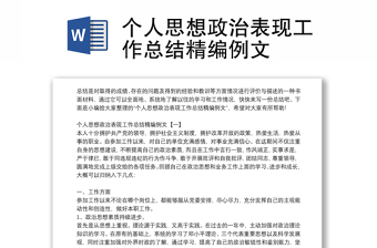 个人思想政治表现工作总结精编例文