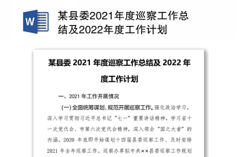 2022年巡察工作计划