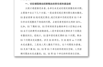 纪委书记在巡察整改集体约谈会议上的讲话