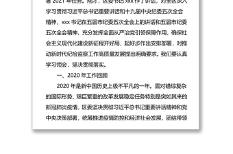 2021年纪委全会上的工作报告