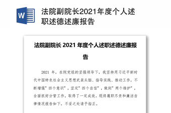 法院副院长2021年度个人述职述德述廉报告