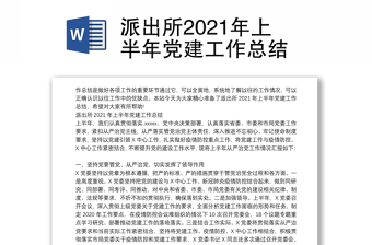 派出所2021年上半年党建工作总结