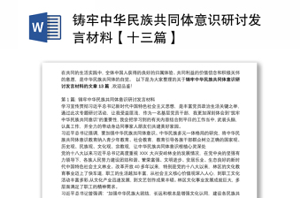 铸牢中华民族共同体意识研讨发言材料【十三篇】