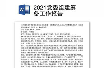 2021党委组建筹备工作报告