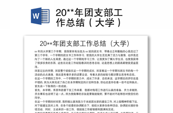 20**年团支部工作总结（大学）