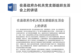 县政府办党支部2022年组织生活会会前征求意见