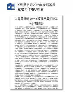 X县委书记20**年度抓基层党建工作述职报告