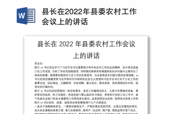 2022年农村工作会县长讲话