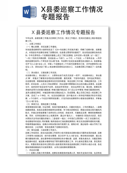 X县委巡察工作情况专题报告