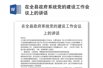 在全县政府系统党的建设工作会议上的讲话