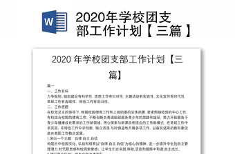 2020年学校团支部工作计划【三篇】