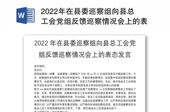 2022巡察工作情况反馈会上的整改表态发言