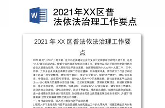 2021年XX区普法依法治理工作要点