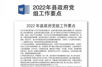 2022党组工作要点