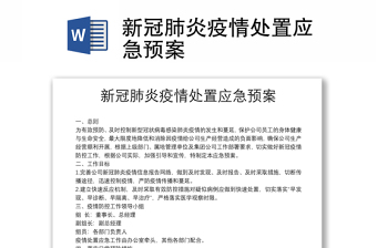 新冠肺炎疫情处置应急预案