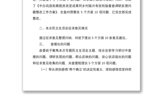 县委班子DS学习教育民主生活会对照检查材料