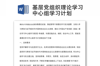 基层党组织理论学习中心组学习计划