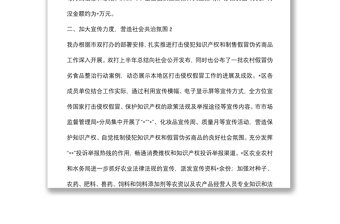 打击侵犯知识产权和制售假冒伪劣商品工作总结及下一年工作计划