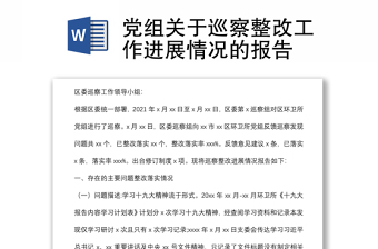 党组关于巡察整改工作进展情况的报告