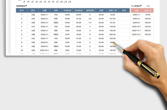 2023员工加班工资统计表免费下载