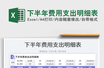 2023下半年费用支出明细表免费下载