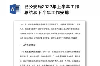 县公安局2022年上半年工作总结和下半年工作安排