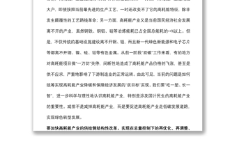 碳达峰碳中和主题研讨发言材料：高水平推进高耗能产业低碳健康发展