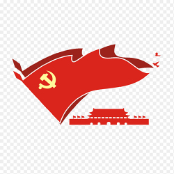 红色党建旗帜图标天安门剪影简约免抠素材