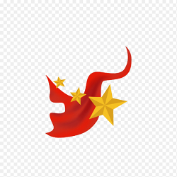 红色党建风飞扬的飘带五角星装饰免抠党政元素素材