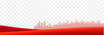 底部红色装饰边框飘带剪影建筑物免抠元素素材