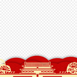 底部边框边角红色党政风天安门和剪影装饰免抠党政元素素材