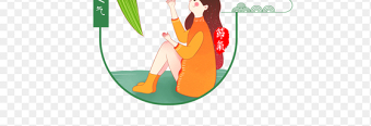 插画小女孩卡通人物昆虫瓢虫中国传统二十四节气春分时节主题素材免抠元素